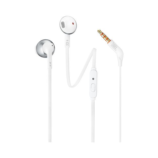 Auricolare Stereo con Mic. JBL Pure Bass T205 Bianco o Nero