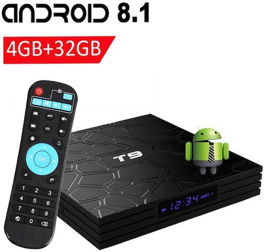 Android Box TV T9 4K Ultra HD Quad Core 4GB Ram - 32Gb Memory - Android 8.1 - Hdmi IPTV Black