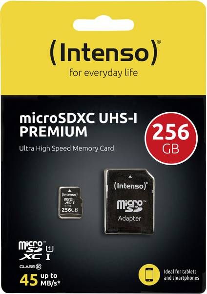 Micro Secure Digital 256GB Class 10 Intenso + SD Adaptor