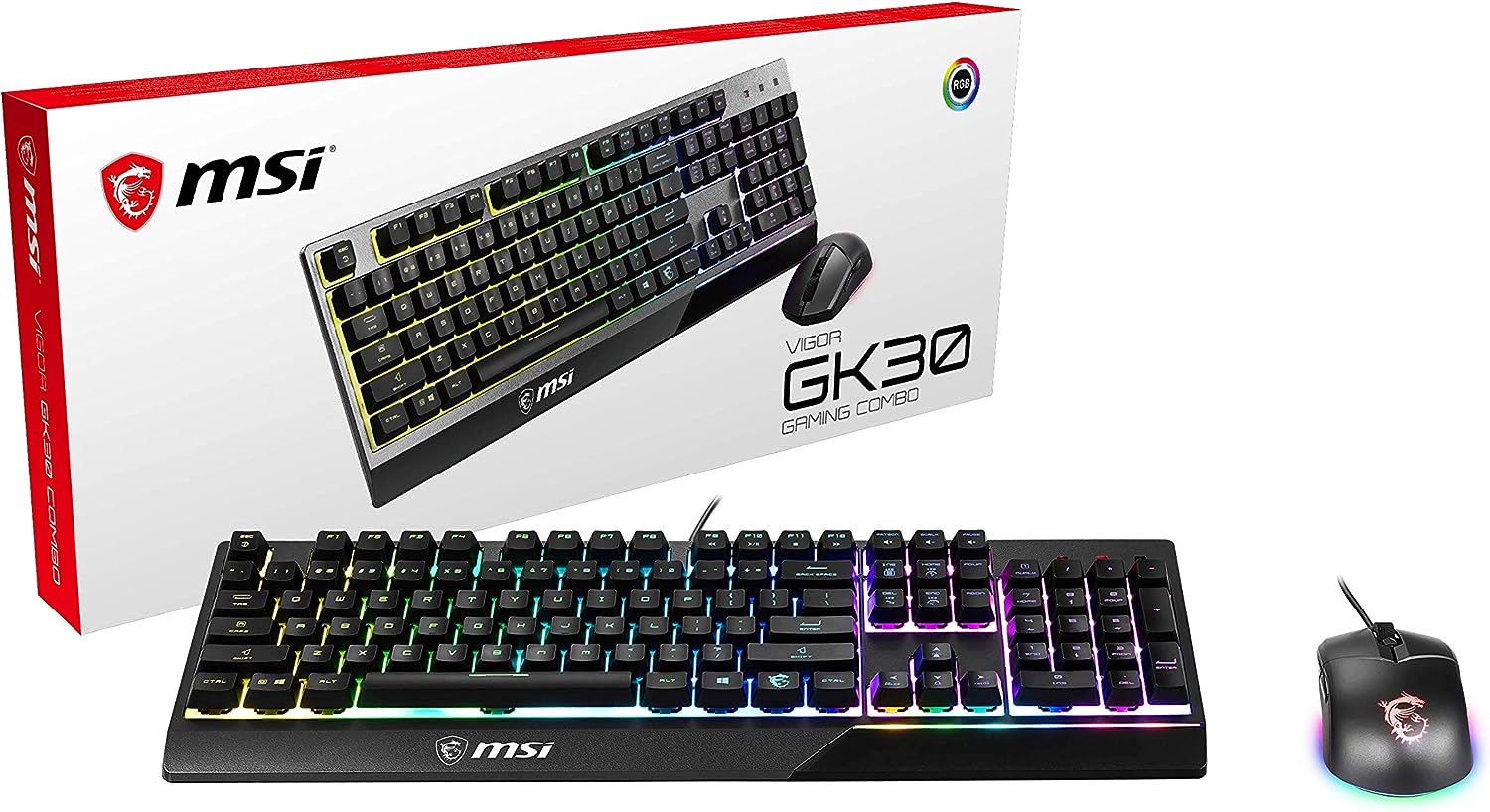Kit Gaming MSI Vigor GK30 COMBO Tastiera SEMImeccanica (Retroilluminata)+Mouse 
